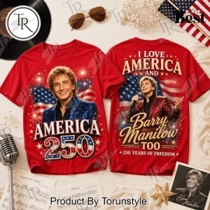 Barry Manilow America 250 Years Of Freedom Patriotic Red Graphic T-Shirt Barry Manilow America 250 Years Of Freedom Patriotic Red Graphic T-Shirt