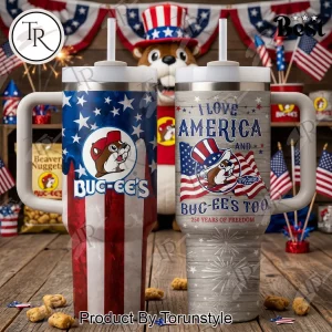 Buc-ee’s Patriotic American Flag 40oz Insulated Tumbler with Handle