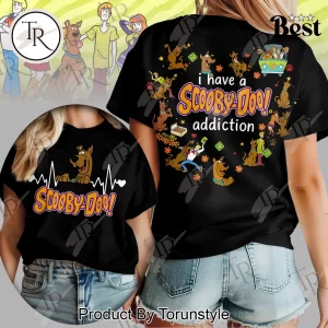 Scooby-Doo Heartbeat and Addiction Double-Sided Cartoon Graphic T-Shirt