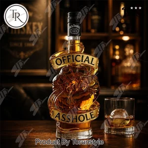 Jack Daniels Inspired “Official Asshole” Humorous Glass Whiskey Decanter