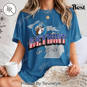 Detroit Lions Buc-ee’s Patriotic USA Flag Michigan State Graphic T-Shirt