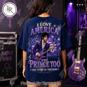 Prince America 250 Years of Freedom Patriotic Commemorative Purple Graphic T-Shirt