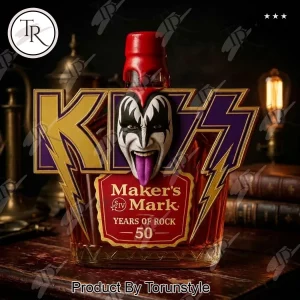 KISS Band Gene Simmons 50 Years of Rock Custom 3D Sculpted Whiskey Bottle