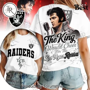 Las Vegas Raiders NFL Elvis Presley “The King” Graphic Women’s T-Shirt