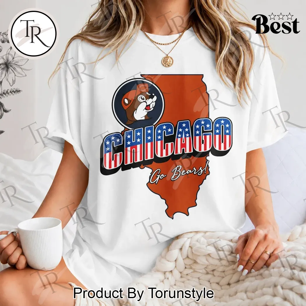 Chicago Bears Buc-ees Patriotic Illinois Map Premium Game Day Unisex T-Shirt Chicago Bears Buc-ees Patriotic Illinois Map Premium Game Day Unisex T-Shirt