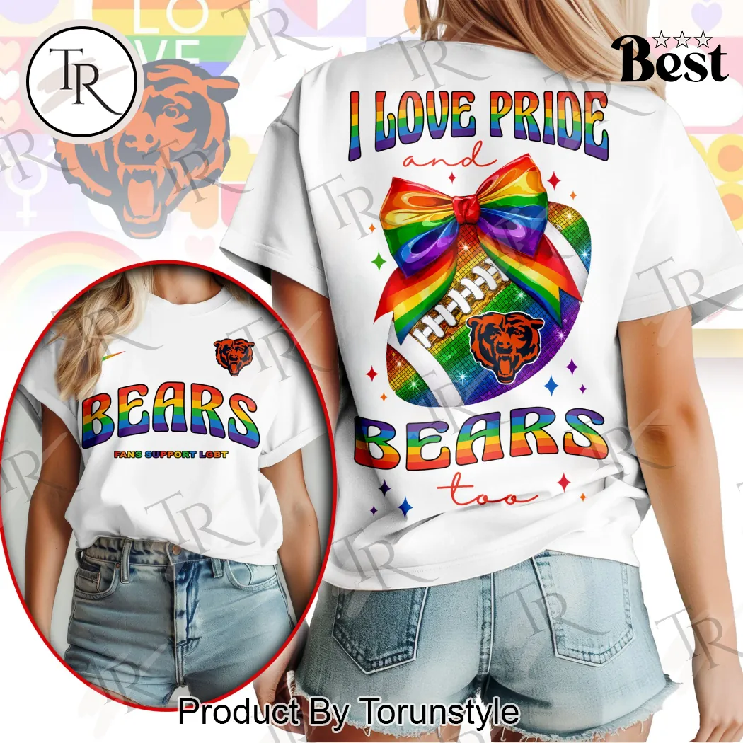 Chicago Bears NFL Pride Month Rainbow Football White Graphic T-Shirt Chicago Bears NFL Pride Month Rainbow Football White Graphic T-Shirt
