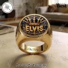 Elvis Presley TCB Tribute Gold Plated Red Crystal Commemorative Ring