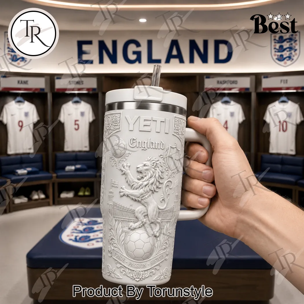 England Football Three Lions Premium 3D Embossed White Insulated 40oz Tumbler England Football Three Lions Premium 3D Embossed White Insulated 40oz Tumbler