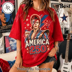 David Bowie America 250 Years Of Freedom Patriotic Retro Graphic T-Shirt