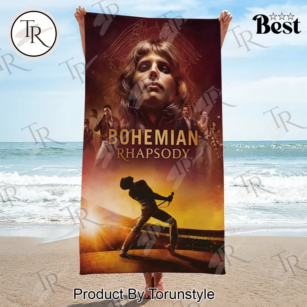 Freddie Mercury Bohemian Rhapsody Iconic Movie Poster Beach Towel Freddie Mercury Bohemian Rhapsody Iconic Movie Poster Beach Towel