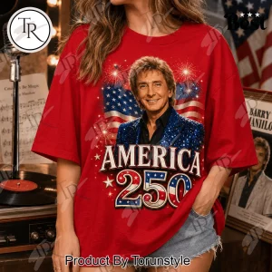 Barry Manilow America 250 Years Of Freedom Patriotic Red Graphic T-Shirt