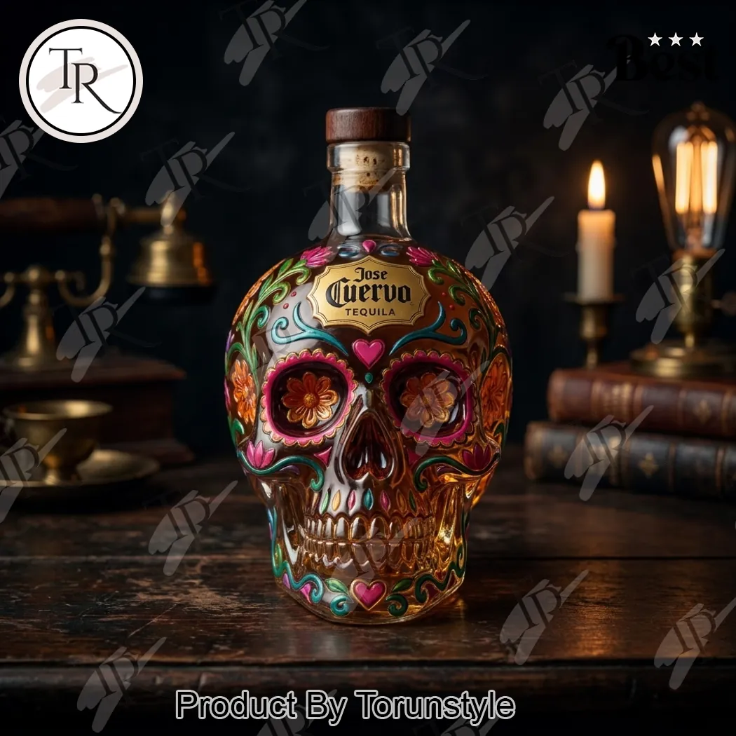Jose Cuervo Day of the Dead Sugar Skull Decorative Tequila Whiskey Bottle Jose Cuervo Day of the Dead Sugar Skull Decorative Tequila Whiskey Bottle