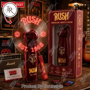 Official Rush Band LED Rechargeable Hand Fan with Customizable Text