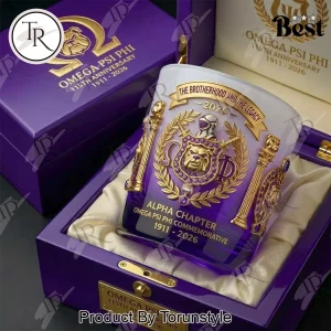 Omega Psi Phi 115th Anniversary Luxury Gold & Purple Whiskey Glass