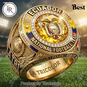 Ecuador National Football Team Premium Gold Diamond Accent Commemorative Ring