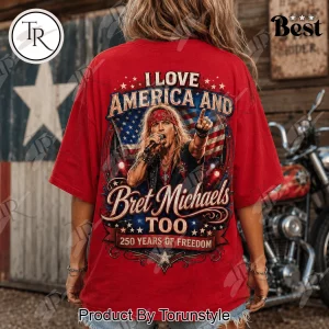 Bret Michaels America 250 Years of Freedom Patriotic Red Graphic T-Shirt