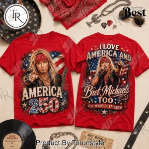 Bret Michaels America 250 Years of Freedom Patriotic Red Graphic T-Shirt