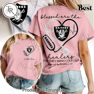 Las Vegas Raiders Women’s Personalized Nurse Pink T-Shirt