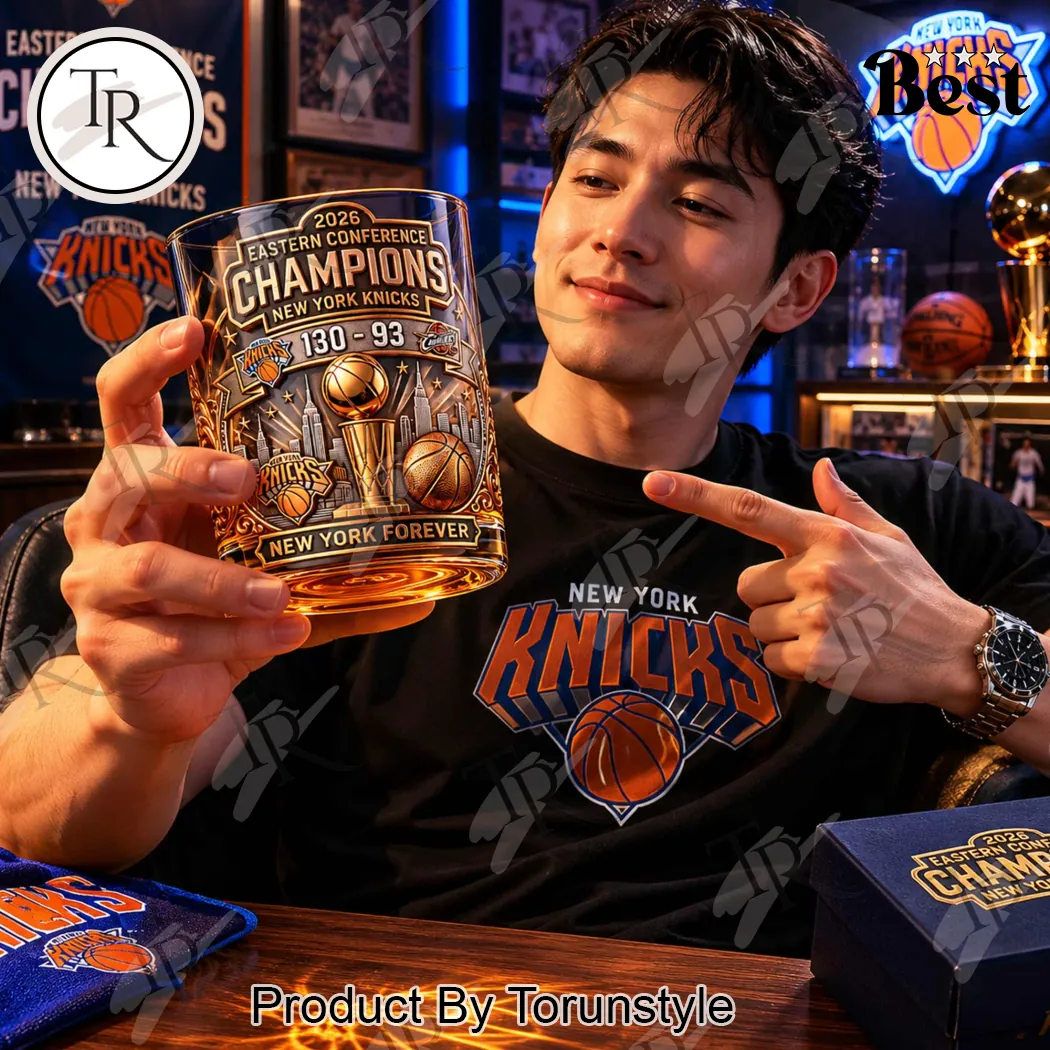 New York Knicks 2026 Eastern Conference Champions Commemorative Gold 3D Whiskey Glass New York Knicks 2026 Eastern Conference Champions Commemorative Gold 3D Whiskey Glass