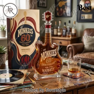 The Monkees 60th Anniversary Limited Edition Guitar Shaped Whiskey Bottle