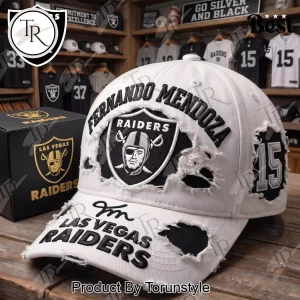 Las Vegas Raiders Distressed Fernando Mendoza Embroidered Baseball Cap