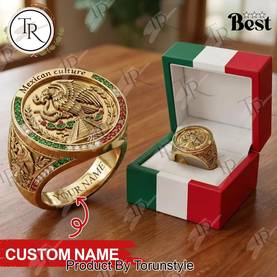 Personalized Mexican Culture Gold Plated Gemstone Ring Personalized Mexican Culture Gold Plated Gemstone Ring