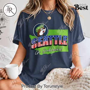 Seattle Seahawks Buc-ees Patriotic Washington State Map Graphic T-Shirt