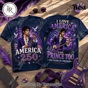 Prince America 250 Years of Freedom Patriotic Commemorative Purple Graphic T-Shirt