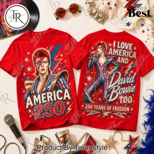 David Bowie America 250 Years Of Freedom Patriotic Retro Graphic T-Shirt