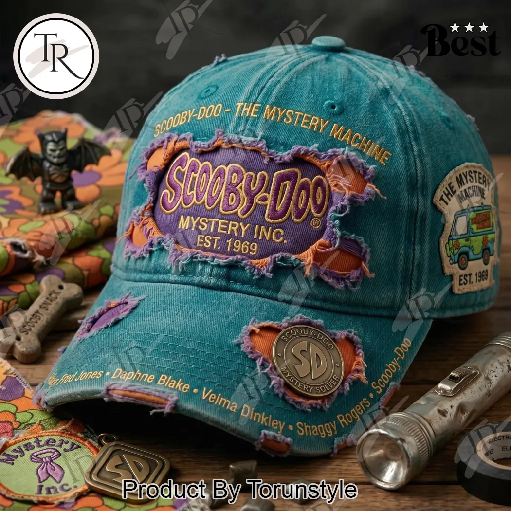 Scooby-Doo Mystery Inc Est 1969 Vintage Distressed Teal Embroidered Baseball Cap Scooby-Doo Mystery Inc Est 1969 Vintage Distressed Teal Embroidered Baseball Cap