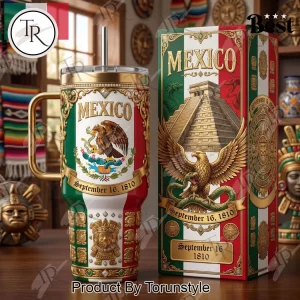 Mexico Independence Day Premium Gold Insulated Handled Tumbler