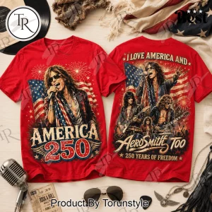 Aerosmith America 250 Years of Freedom Patriotic Rock Graphic T-Shirt