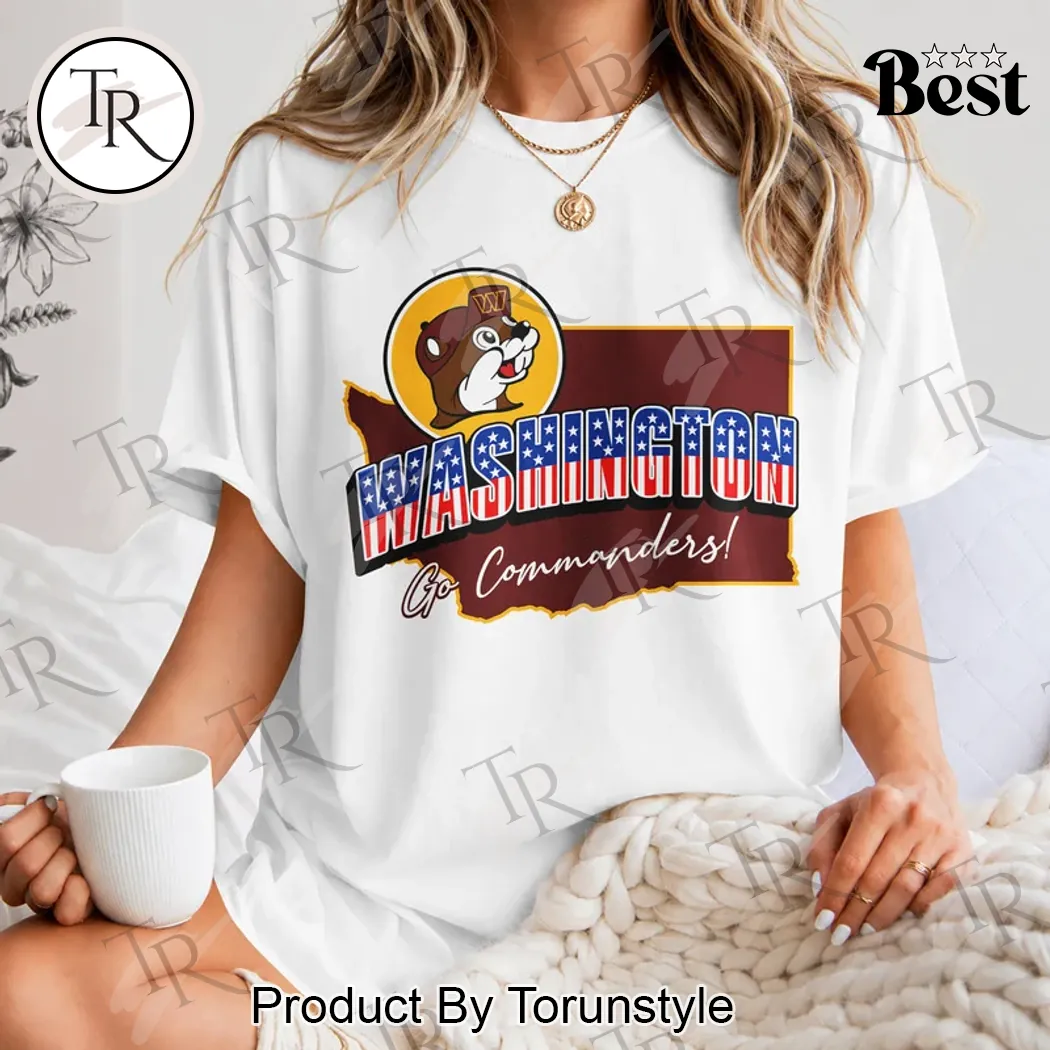 Washington Commanders Buc-ees Patriotic Stars and Stripes Game Day Graphic T-Shirt Washington Commanders Buc-ees Patriotic Stars and Stripes Game Day Graphic T-Shirt