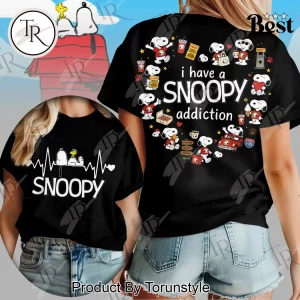 Snoopy Addiction Cute Cartoon Double Sided Graphic T-Shirt