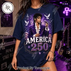Prince America 250 Years of Freedom Patriotic Commemorative Purple Graphic T-Shirt