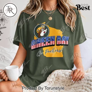 Green Bay Packers Buc-ees Patriotic Wisconsin Map Graphic T-Shirt