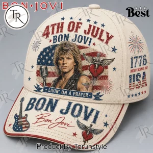 Bon Jovi Patriotic 4th of July Livin on a Prayer Vintage USA Flag Baseball Cap