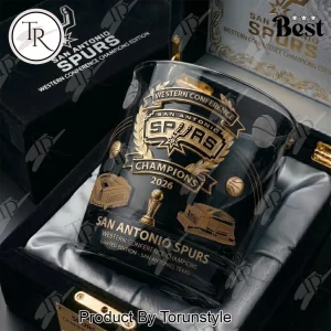 San Antonio Spurs 2026 Western Conference Champions Premium Gold Embossed Whiskey Glass