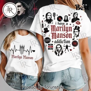 Marilyn Manson Heartbeat EKG Gothic Rock Band Merch Graphic T-Shirt