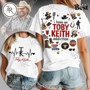 Toby Keith Country Music Fan Tribute Heartbeat Graphic Double Sided T-Shirt Toby Keith Country Music Fan Tribute Heartbeat Graphic Double Sided T-Shirt