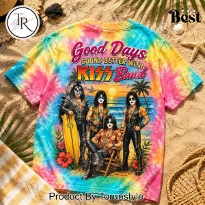 Kiss Band Good Days Summer Vibes Retro Colorful Graphic Tie Dye T-Shirt
