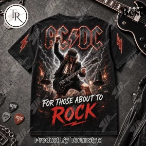 AC/DC Heavy Metal Rock 'N' Roll Premium Lightning Flame Graphic T-Shirt