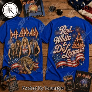 Def Leppard Red White and Blue Patriotic Vintage Rock Band Graphic T-Shirt Def Leppard Red White and Blue Patriotic Vintage Rock Band Graphic T-Shirt
