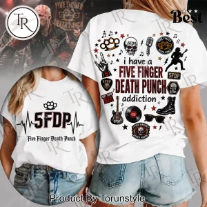 Five Finger Death Punch FFDP Heartbeat Addiction Premium Rock Band T-Shirt