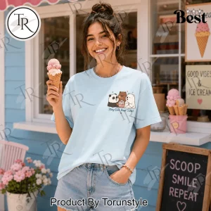 We Bare Bears Ice Cream Day Cute Kawaii Pastel Blue Graphic T-Shirt
