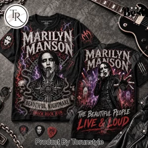 Marilyn Manson Band Merch “Beautiful Nightmare” Iconic Full Graphic T-Shirt