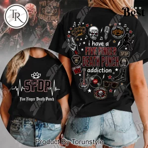 Five Finger Death Punch FFDP Heartbeat Addiction Premium Rock Band T-Shirt
