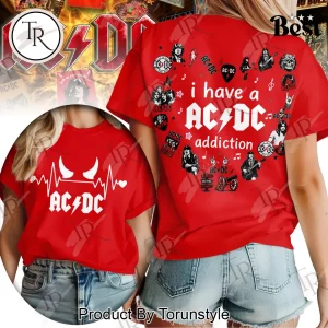 AC/DC Fan Addiction Heart Design Premium T-Shirt