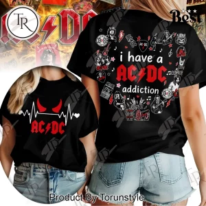 AC/DC Fan Addiction Heart Design Premium T-Shirt