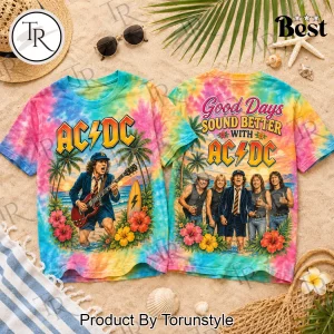 Retro AC/DC Good Days Sound Better Summer Beach Tie Dye Graphic T-Shirt